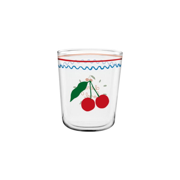 CERVE Set 3 Bicchieri decorati ciliegie Acqua FRUIT PARTY Velo