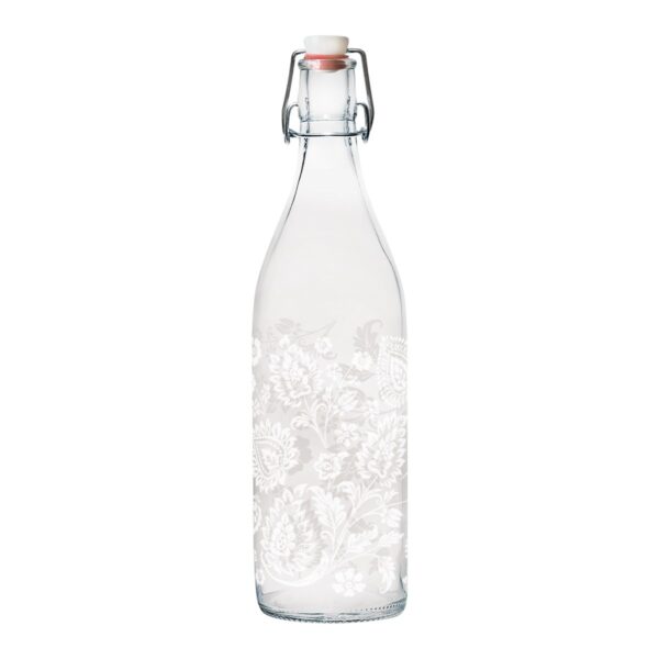 CERVE bottiglia Lory 1 litro decoro bianco paisley Cachemire