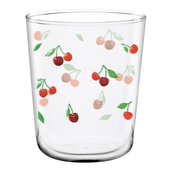CERVE bicchiere acqua Velo decorato ciliegie Glass Cherry