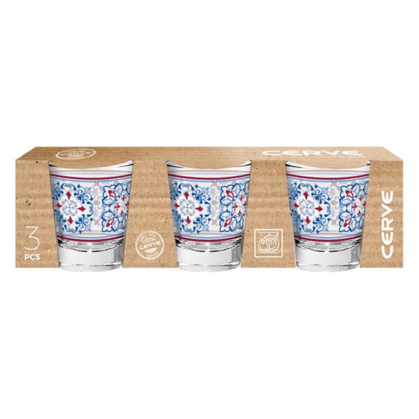 CERVE set 3 bicchierini caffè Columbia decoro maioliche Elba