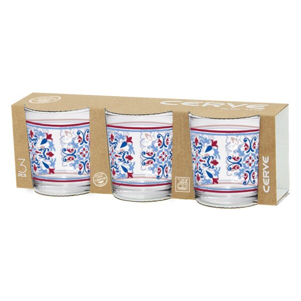 CERVE set 3 bicchieri acqua Linda decoro maioliche Elba