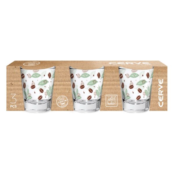 CERVE set 3 bicchierini caffè Columbia decoro chicchi Organic Coffee