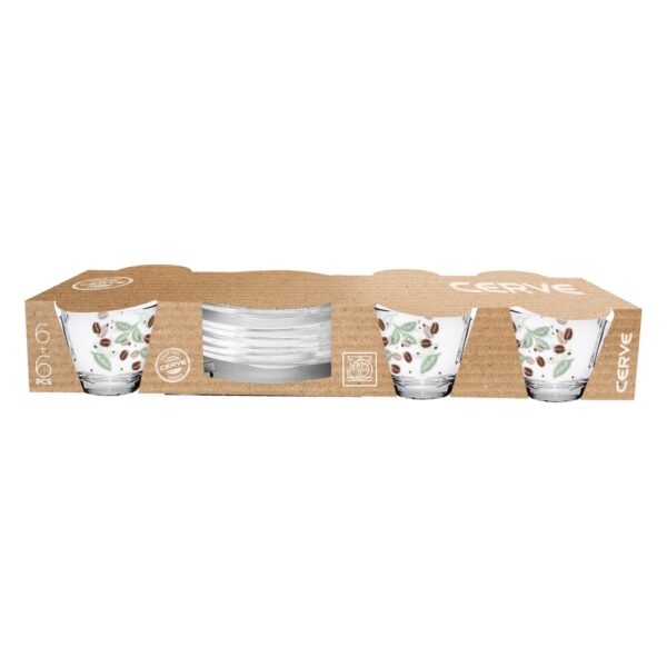 CERVE set 6 tazzine caffè con piattini decoro chicchi Organic Coffee